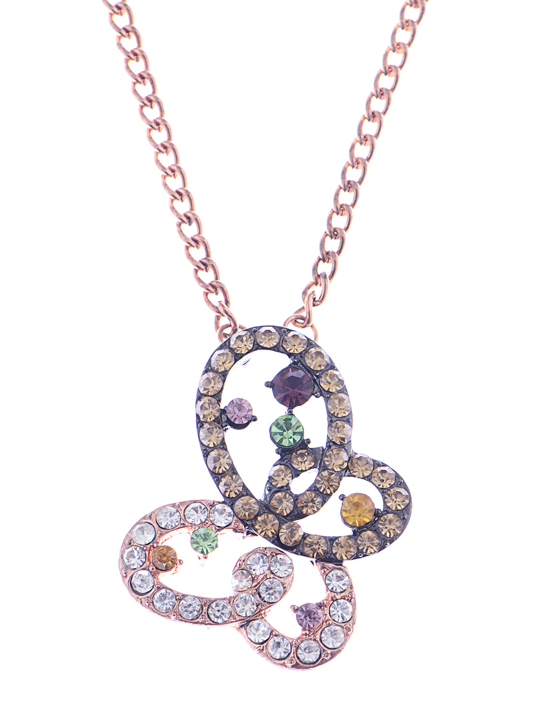 Rose Multicolor Butterfly Style Pendant Necklace