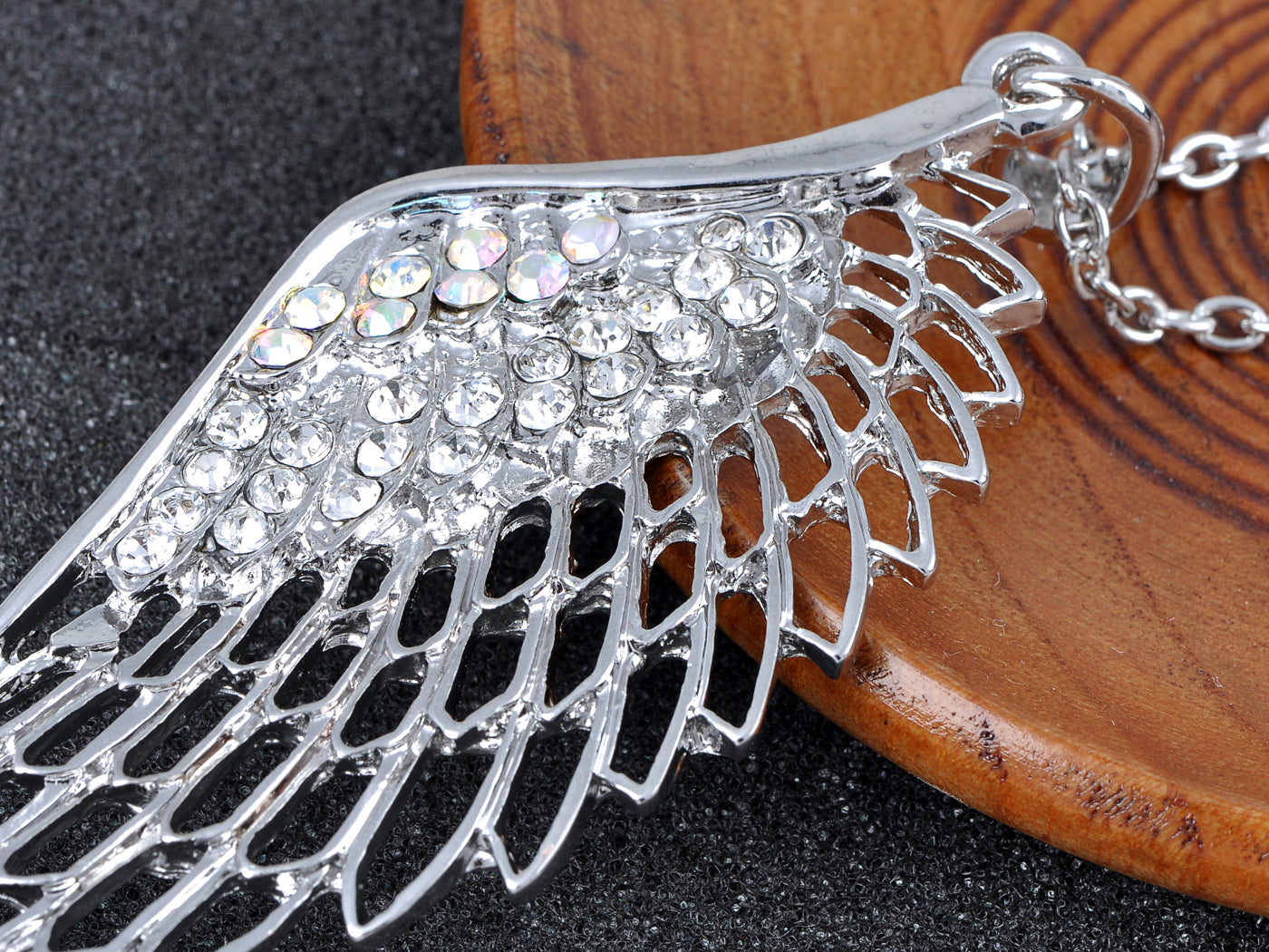 Czech Filigree Angel Bird Wing Fairy Pendant Necklace
