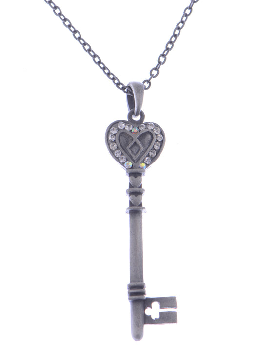 Heart Head Gothic Key Matte Pendant Necklace