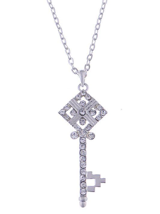 Diamond Shape Head Unlock Key Pendant Necklace