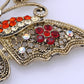 Antique Red Orange Filigree Butterfly Pendant Necklace