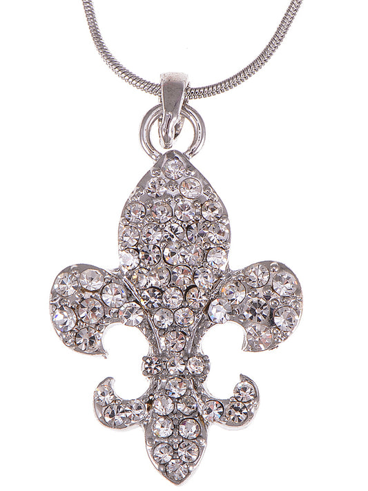 Iced Fleur De Lis Able Item Pendant Necklace