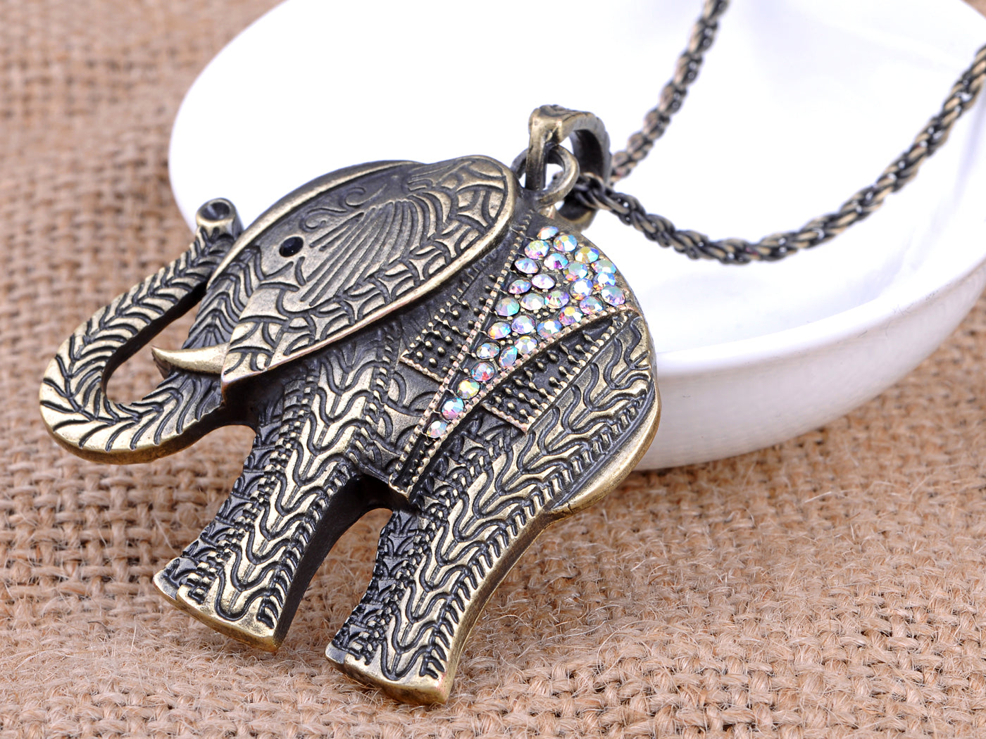 Gun Antique Tribal Aztec Elephant Pendant Necklace