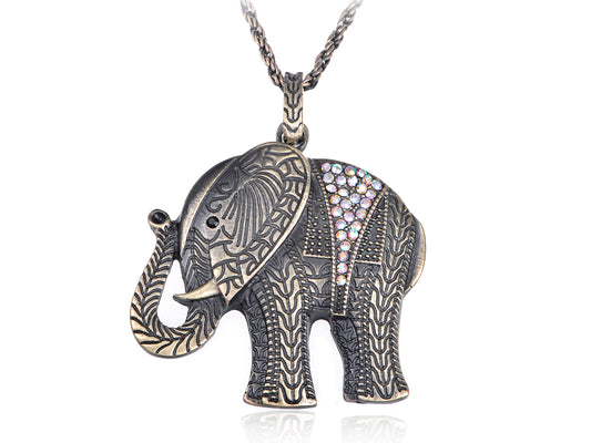 Gun Antique Tribal Aztec Elephant Pendant Necklace