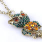 Colorful Green Body Angry Loud Bird Owl Pendant Necklace