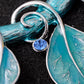 Turquoise Color Painted Enamel Vine Leaf Gypsy Blue Gems Pendant Necklace