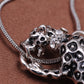 Silver Color Collared Black Spotted Jungle Leopard Pendant Necklace