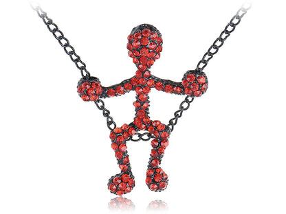 Swing Seat Ruby Red Bald Man Person Strange Pendant Necklace