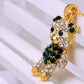 Emerald Green & Teddy Bear Fat Pendant Necklace