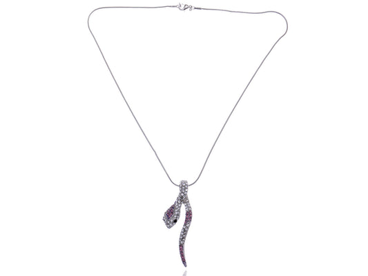 Amethyst Purple Hanging Snake Serpent Pendant Necklace