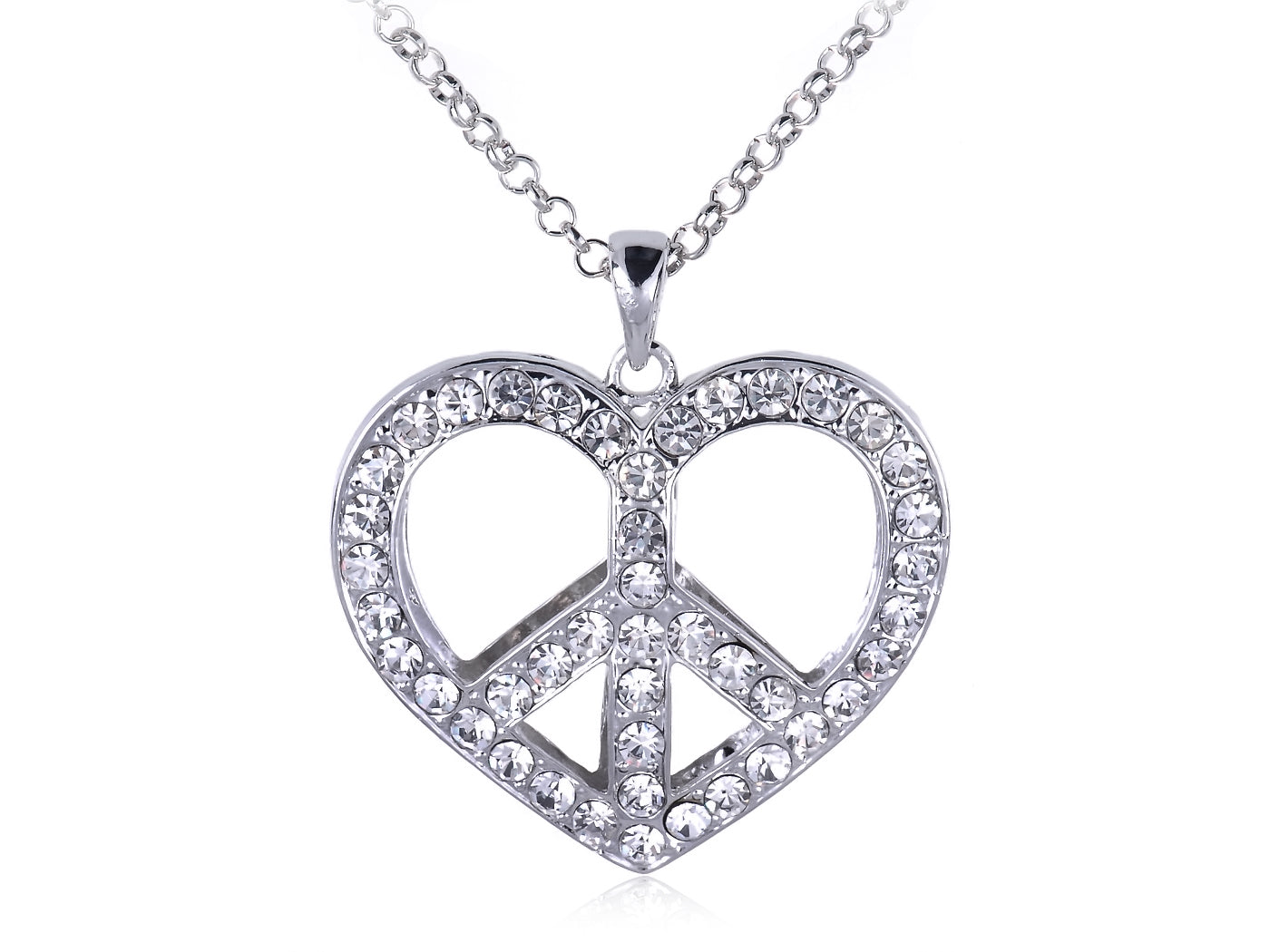 Retro Heart Love Peace Symbol Pendant Necklace