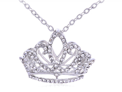 Princess Tiara Crown Pendant Necklace
