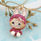 Hot Pink Bunny Girl Hooded Cat Kitty Face Rabbit Pendant Necklace