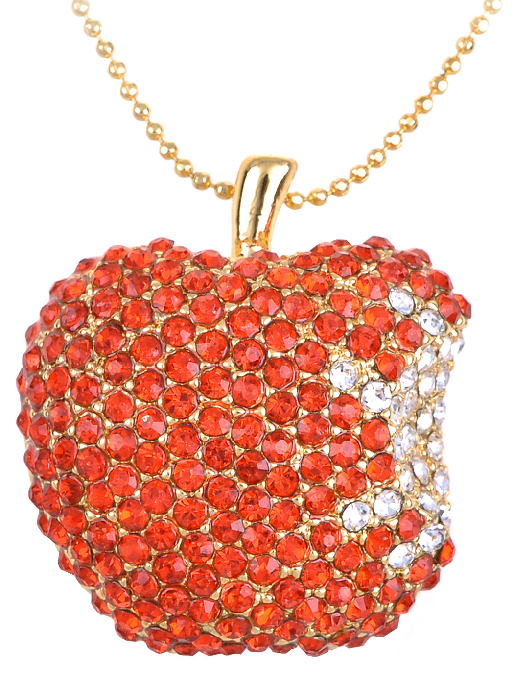 Red Bitten Apple Fruit Pendant Chain Necklace