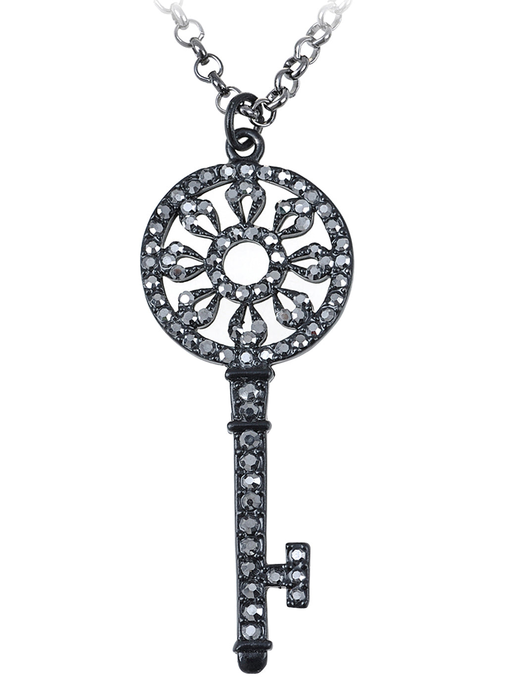 Gun Dark Color Lock Key Pendant Necklace