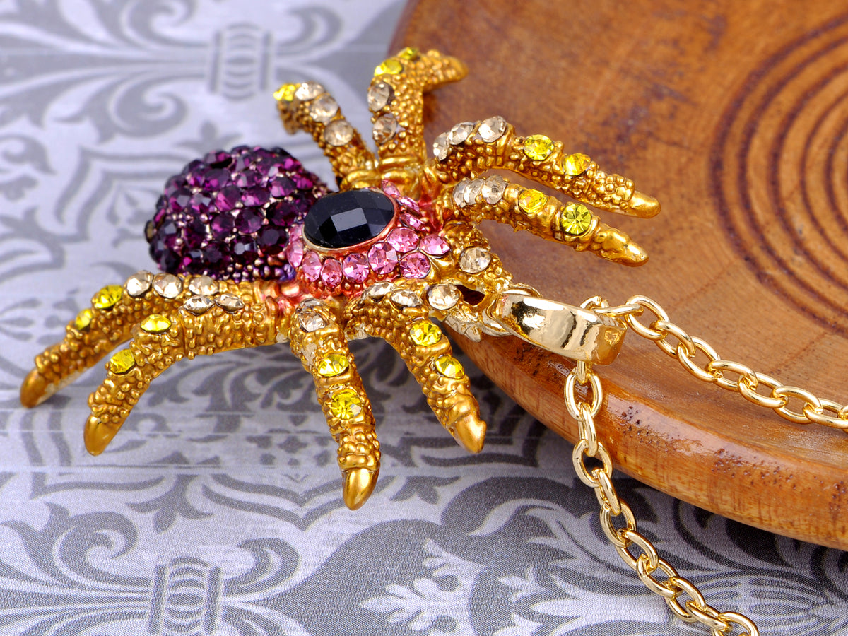 Pink Spider Chain Amethyst Purple Pink Spider Pendant Necklace - Anna-Kaci – ALILANG.COM