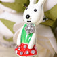 Emo Cartoon Girl Painted White Enamel Bunny Rabbit Dress Skirt Pendant Necklace
