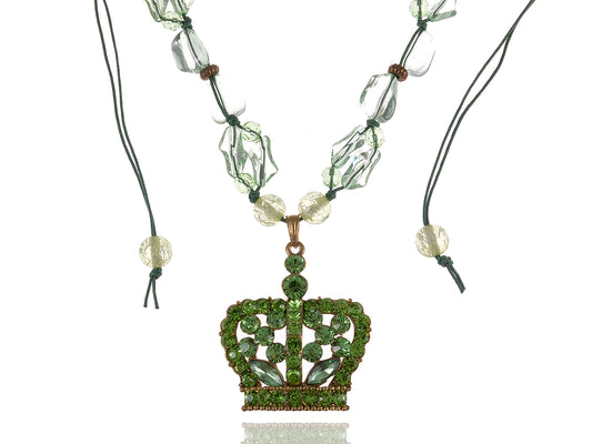 Pear Green Apple Lime Royal Crown Pendant Acry Necklace