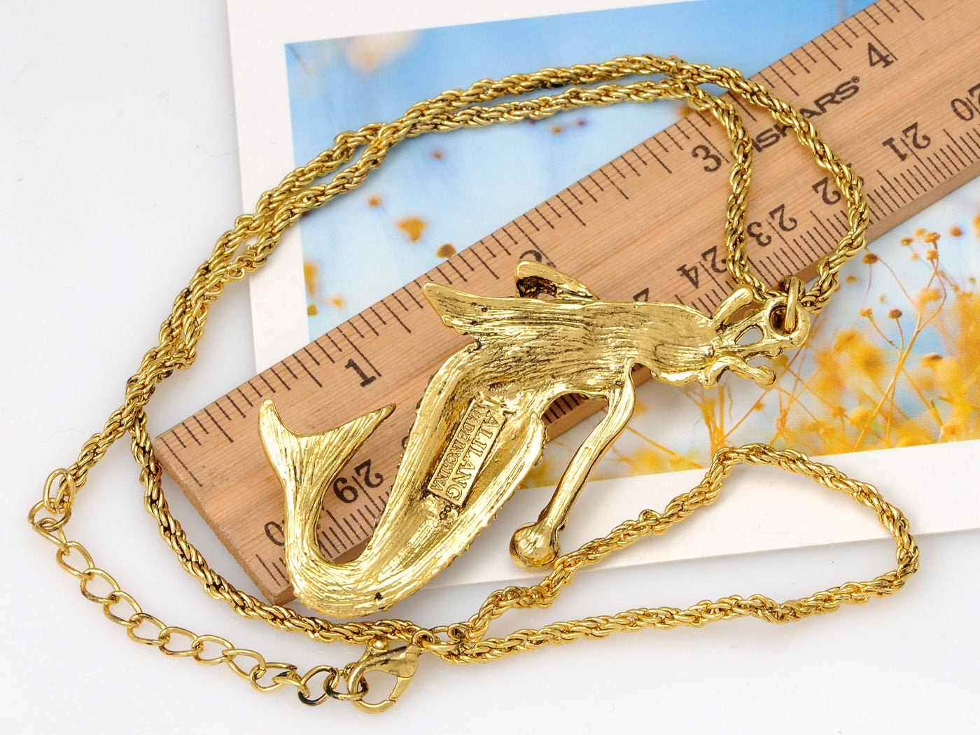 Yellow Iridescent Mermaid Pendant Necklace