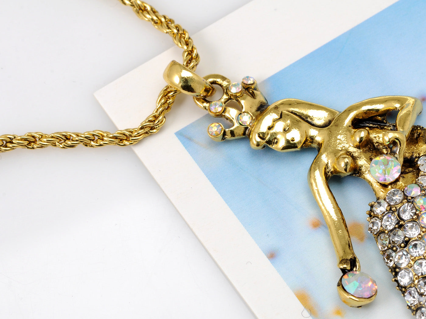 Yellow Iridescent Mermaid Pendant Necklace