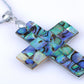 Natural Seashell Abalone Checker Holy Religious Cross Pendant Necklace