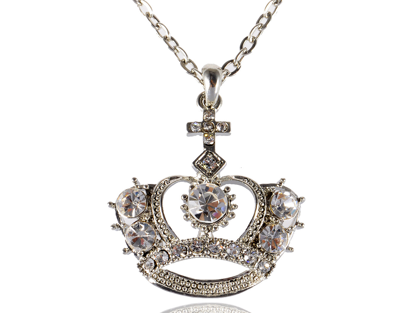 Pope King Queen Royal Crown Fancy Pendant Necklace