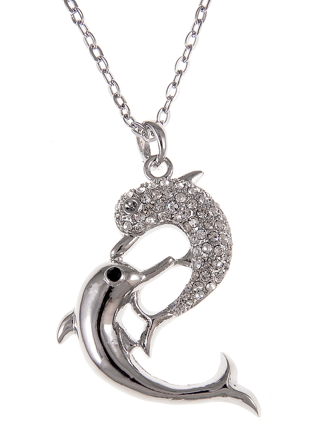Twin Dolphin Chain Necklace Pendant Plated