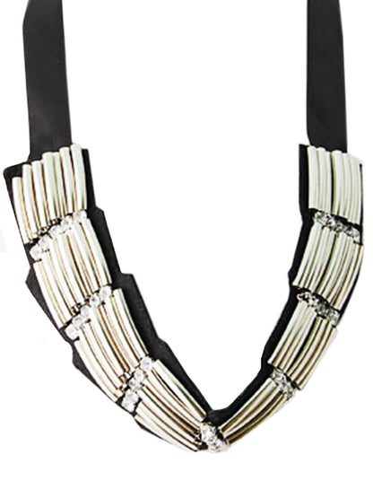 African Style Ethnic Tribal Long Pieces Ribbon Bib Necklace