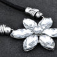 Faceted Flower Floral Ribbon Tie Balls Necklace