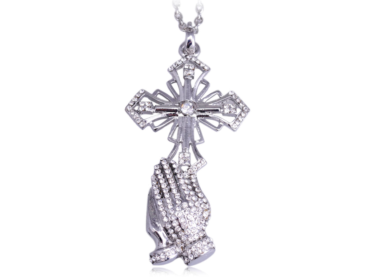 Praying Hands Worship Religious Cross Holy Pendant Necklace