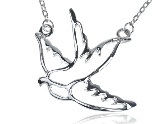 Flying Swallow Nature Bird Pendant Necklace