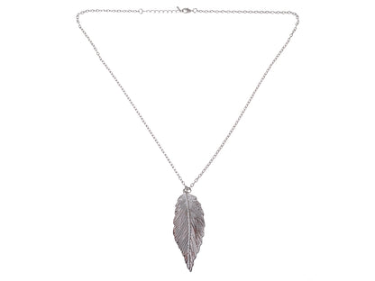 Big Feather Autumn Leaf Pendant Necklace