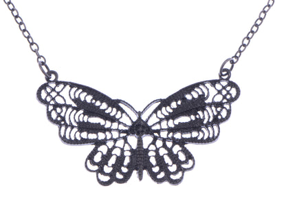 Filigree Wing Fly Butterfly Pendant Necklace
