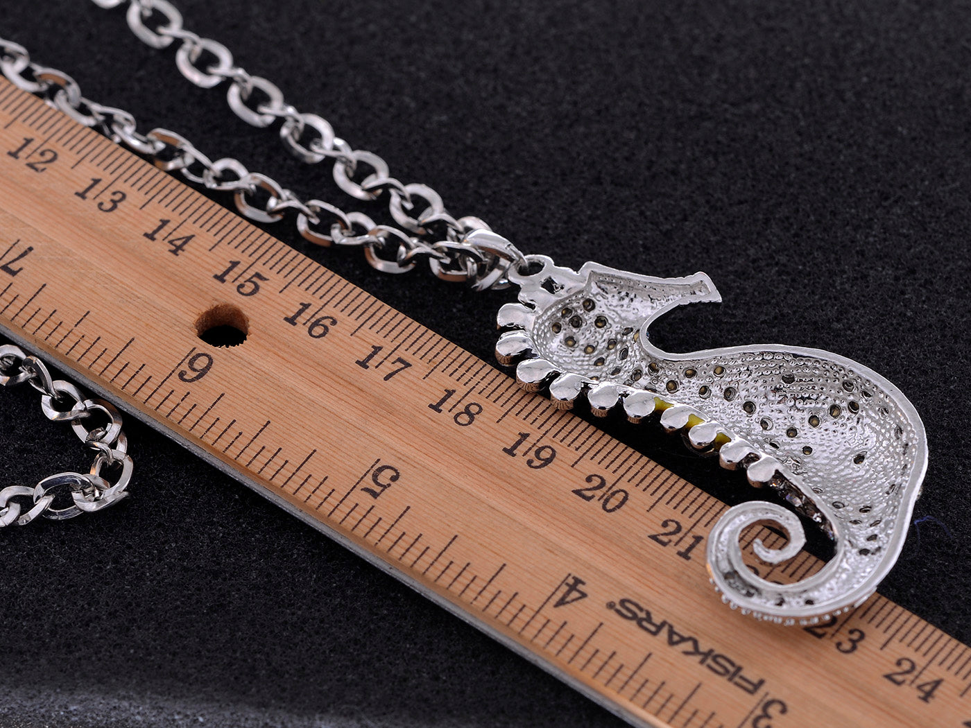 Silver Enamel Flower Seahorse Pendant Necklace