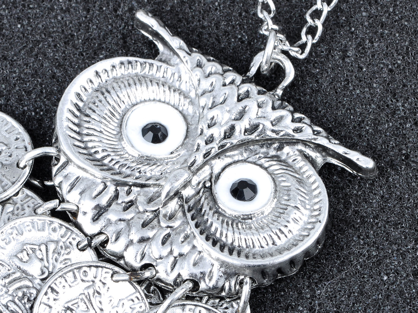 Dangle Silver Coin Owl Bird Gypsy Pendant Necklace