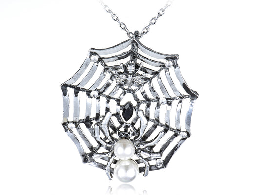 Charlotte's Spidey Web Bead Spider Long Pendant Necklace