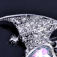 Silver Gothic Halloween Aurora Borealis Vampire Bat Animal Pendant Necklace