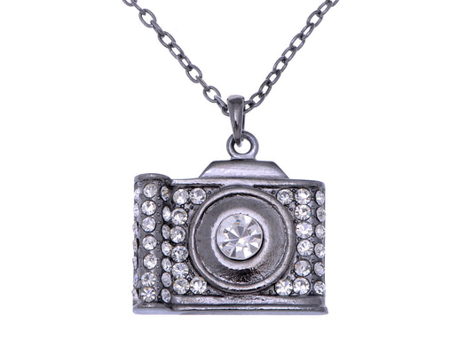 Flashy Loud Encrust Camera Pendant Necklace