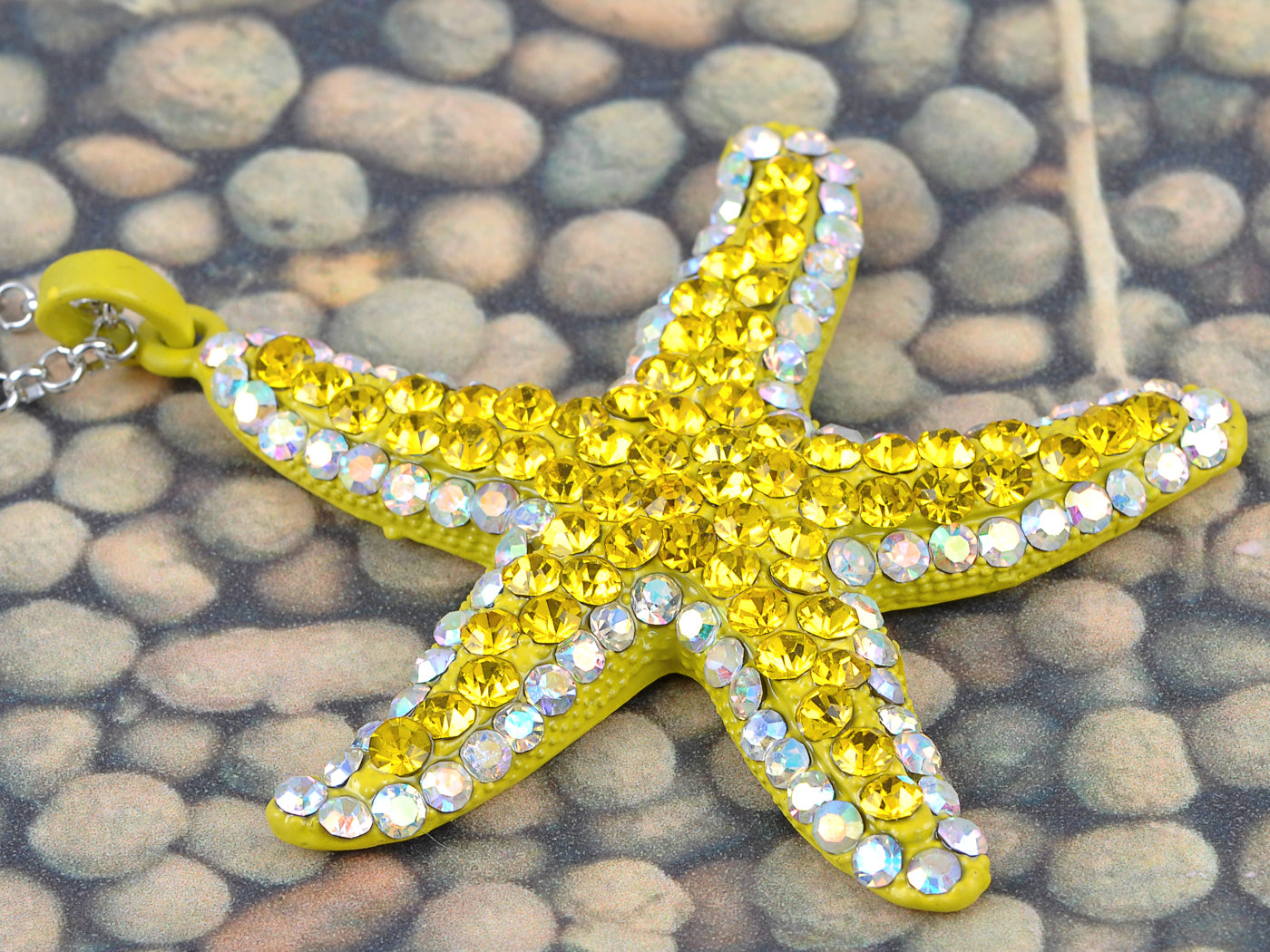 Neon Bright Mustard Yellow Starfish Pendant Necklace