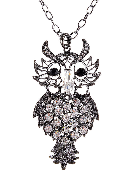 Filigree Shape Hoot Old Owl Jewelry Pendant Necklace