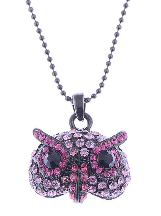 Colorful Owl Face Pendant Charm Statement Necklace