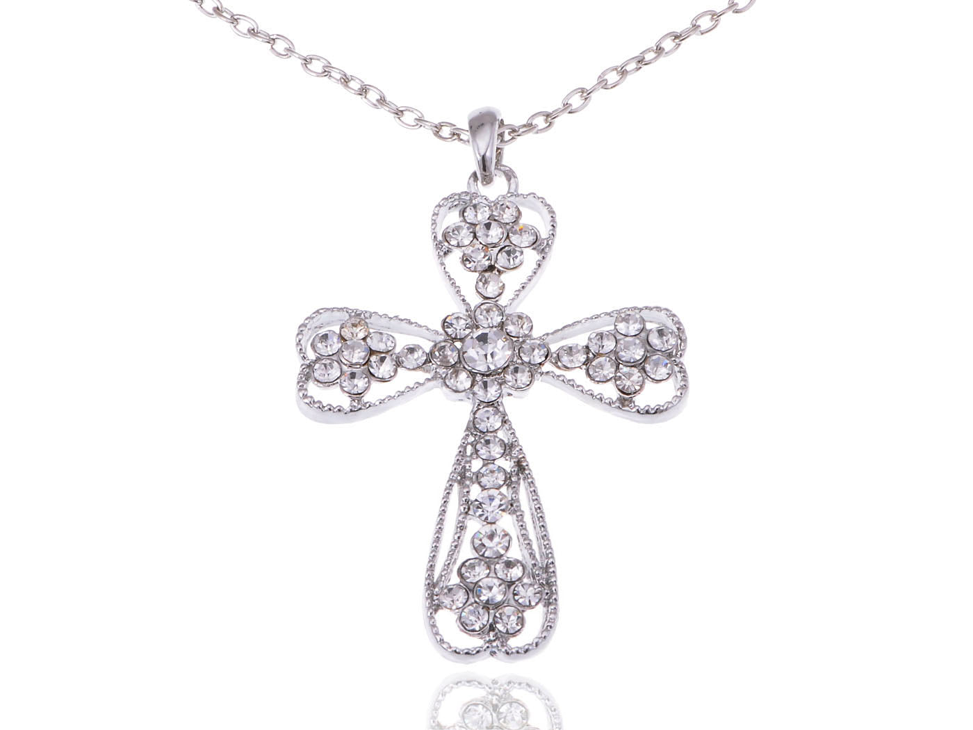 Shine Flower Holy Cross Pendant Necklace