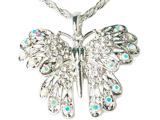 Layer Winged Flying Butterfly Big Hanging Pendant Necklace