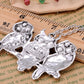 Silver Shine Owls Bird Branch Pendant Necklace