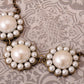 Pearly Bead Trio Group Flower Sun Collar Brass Color Necklace