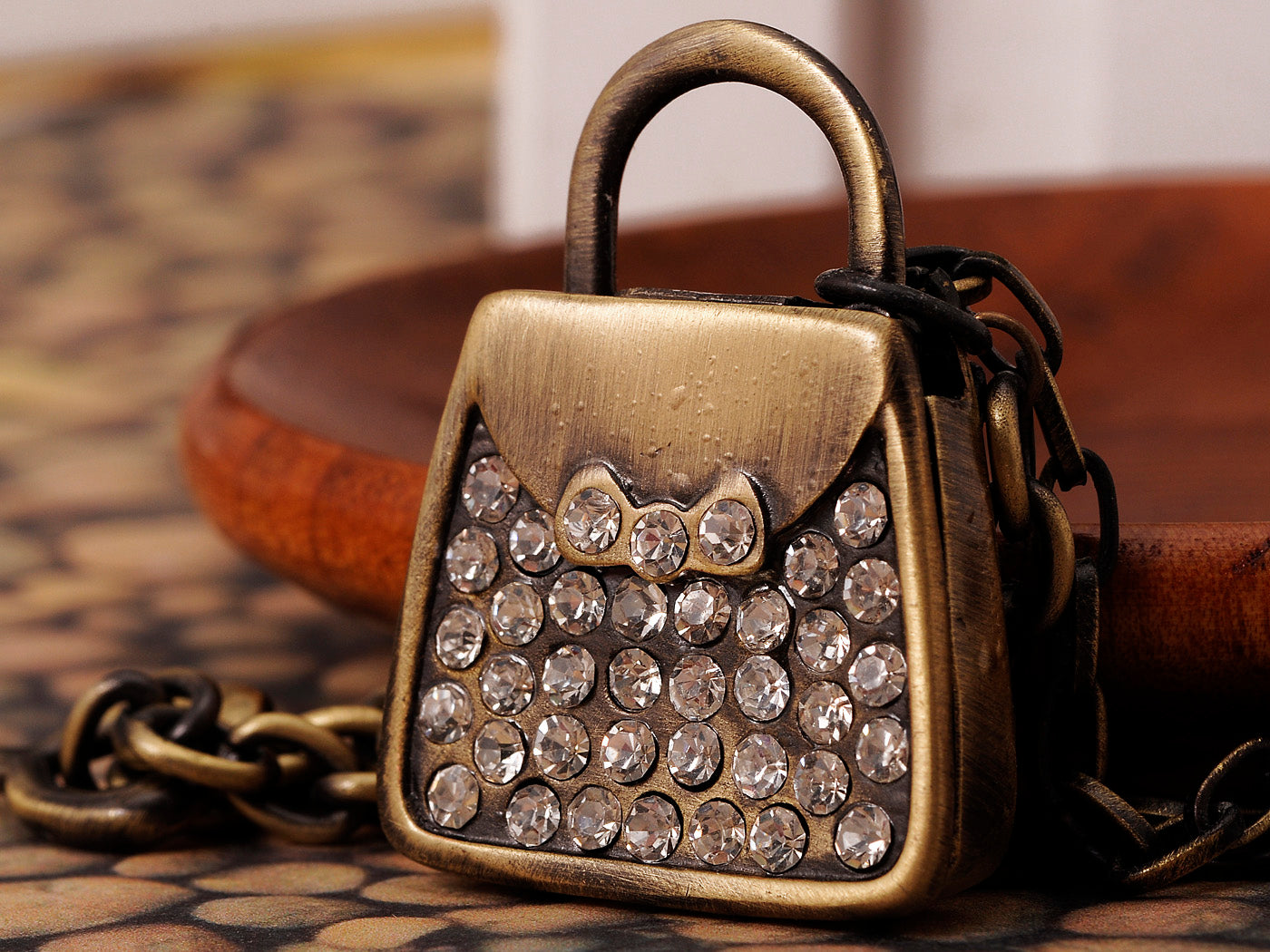Antique Brass Lock Key Secret Locket Pendant Necklace