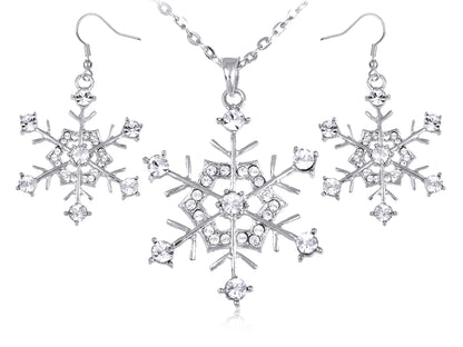 Hines Winter Snowflake Holiday Fun Necklace Vtg Earring Set