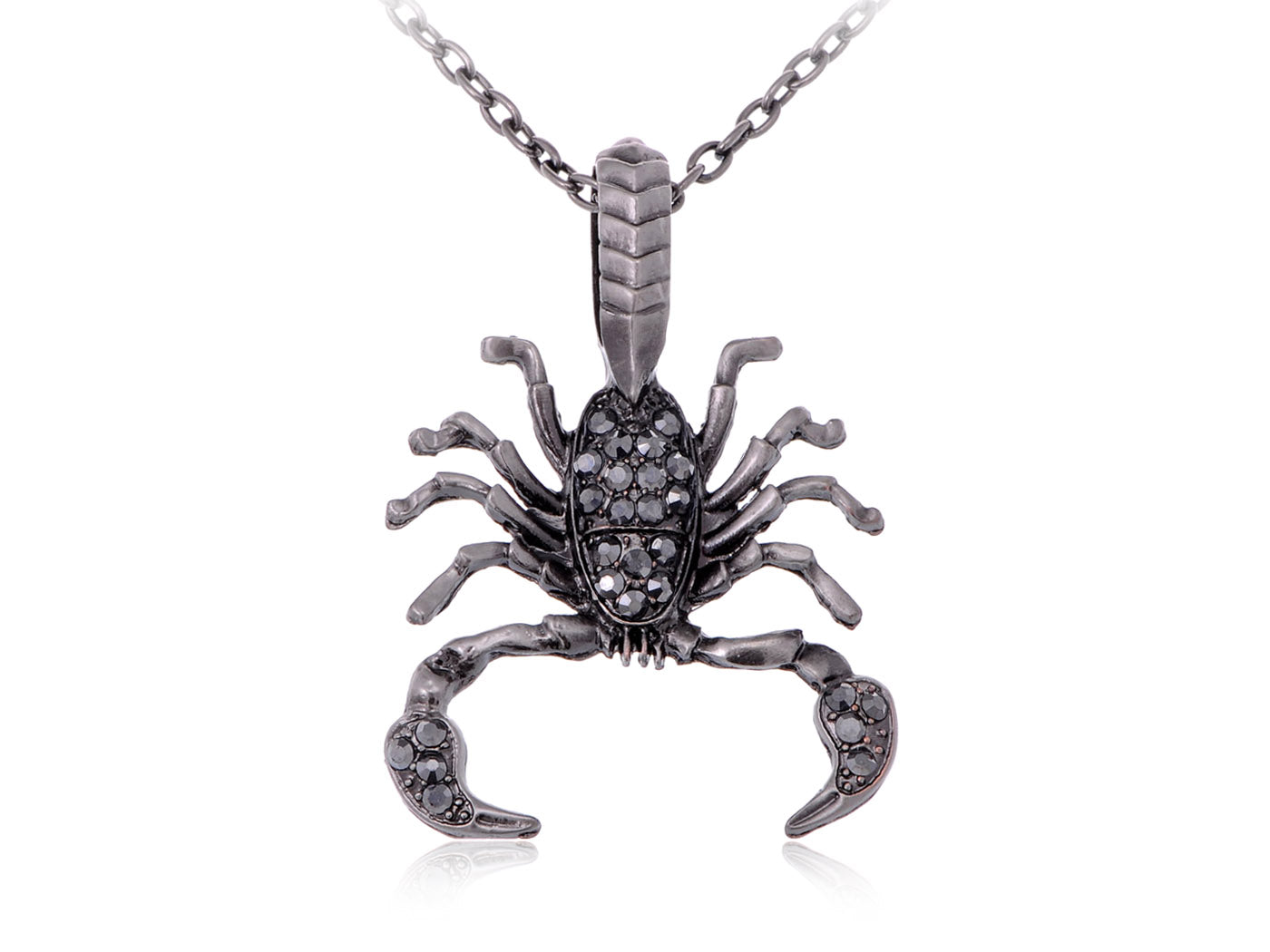 Antique Grey Scorpio Scorpion Pendant Necklace