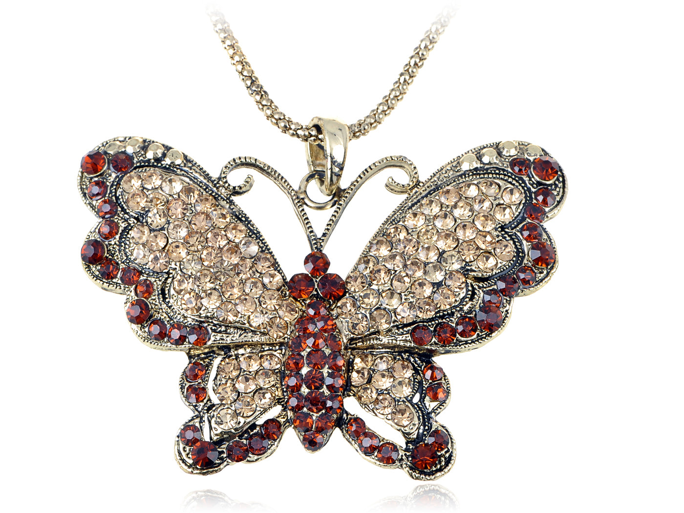 Victorian Topaz Orange Butterfly Pendant Necklace