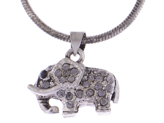 Mini Tiny Petite Elephant Tusks Fancy Pendant Necklace